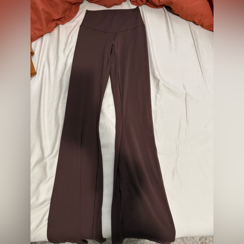 Brown High-Waisted Flare Leggings